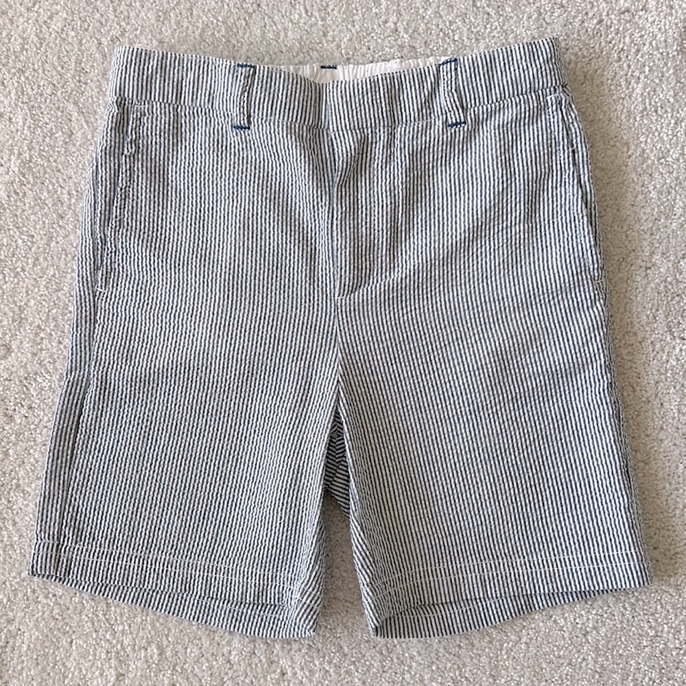 Boys Egg New York Seersucker Shorts - blue white stripes - size 7​